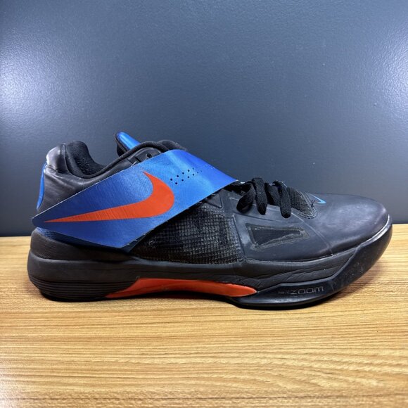 RARE Nike Zoom KD Kevin Durant 4 IV Men US 13  Away Black Orange Blue 473679-001 - Picture 1 of 9